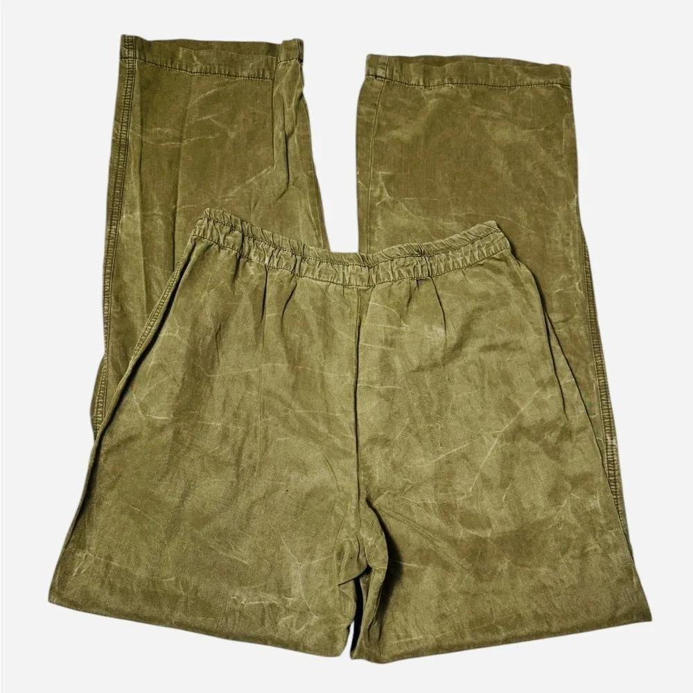 NWT New Zara Olive Marble Linen Blend Chino Pants Size M